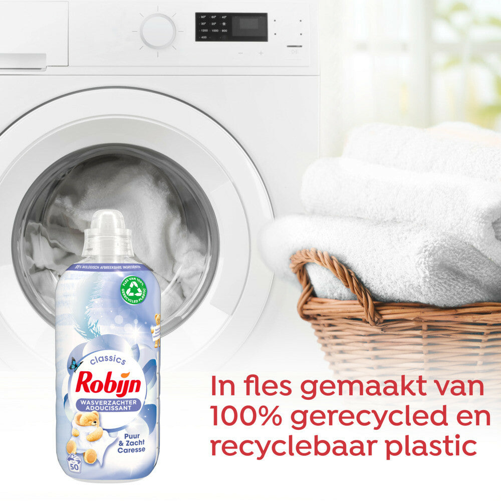 Robijn - Vloeibare Wasverzachter - Puur & Zacht - Met Verfrissende Bloemengeur - 8 x50 Wasbeurten - Voordeelverpakking