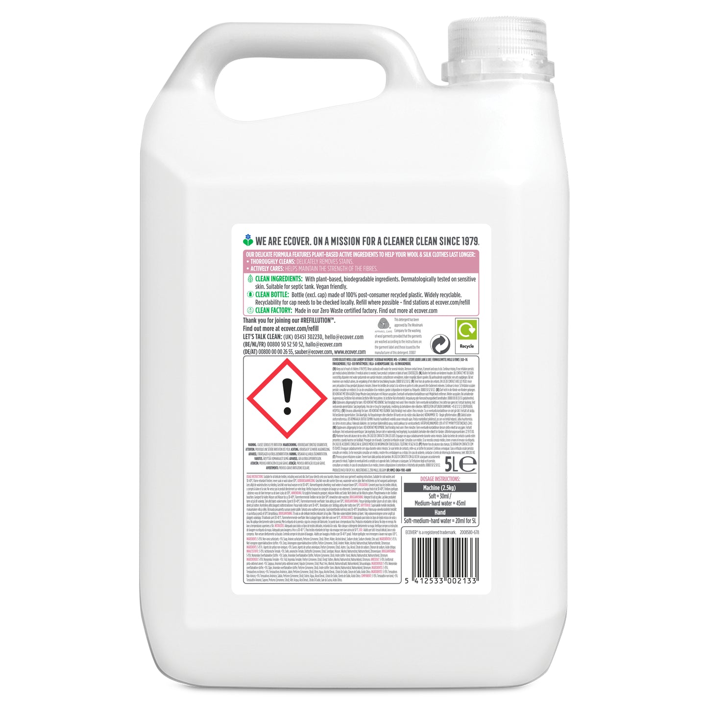 Ecover - Wasmiddel Universeel 5L + Wol Fijnwasmiddel 5L - 10 L - Promopack