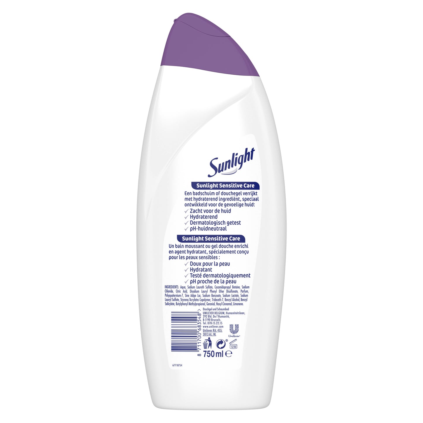SUNLIGHT Badschuim - Sensitive Care - 12 x 750 ml