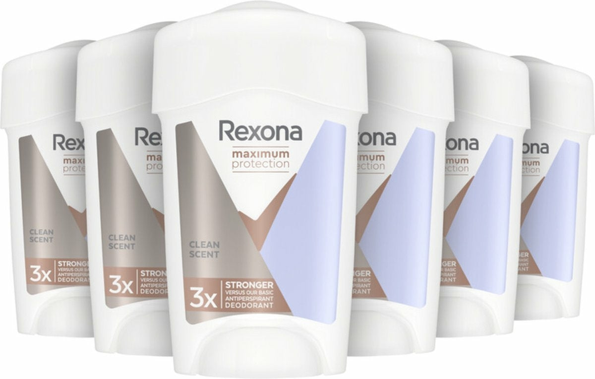 Rexona®- Deodorant Vrouw - Stick - Women Maximum Protection Clean Scent Anti-transpirant Cream - 6 x 45 ML - Voordeelverpakking