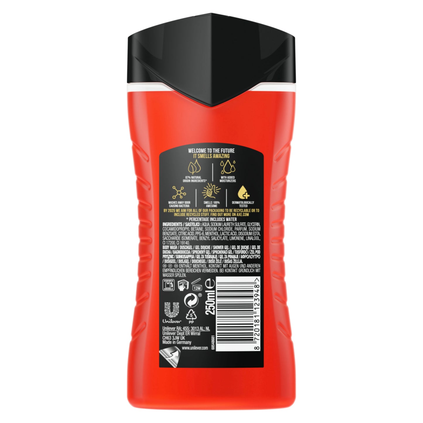 Axe - 3-in-1 Douchegel, Facewash & Shampoo Mannen- Recharge Sport Refresh – 12 uur Lange Onweerstaanbare Frisse Geur van Artic Mint en Cool Spice - Voordeelverpakking 6 x 250 ml