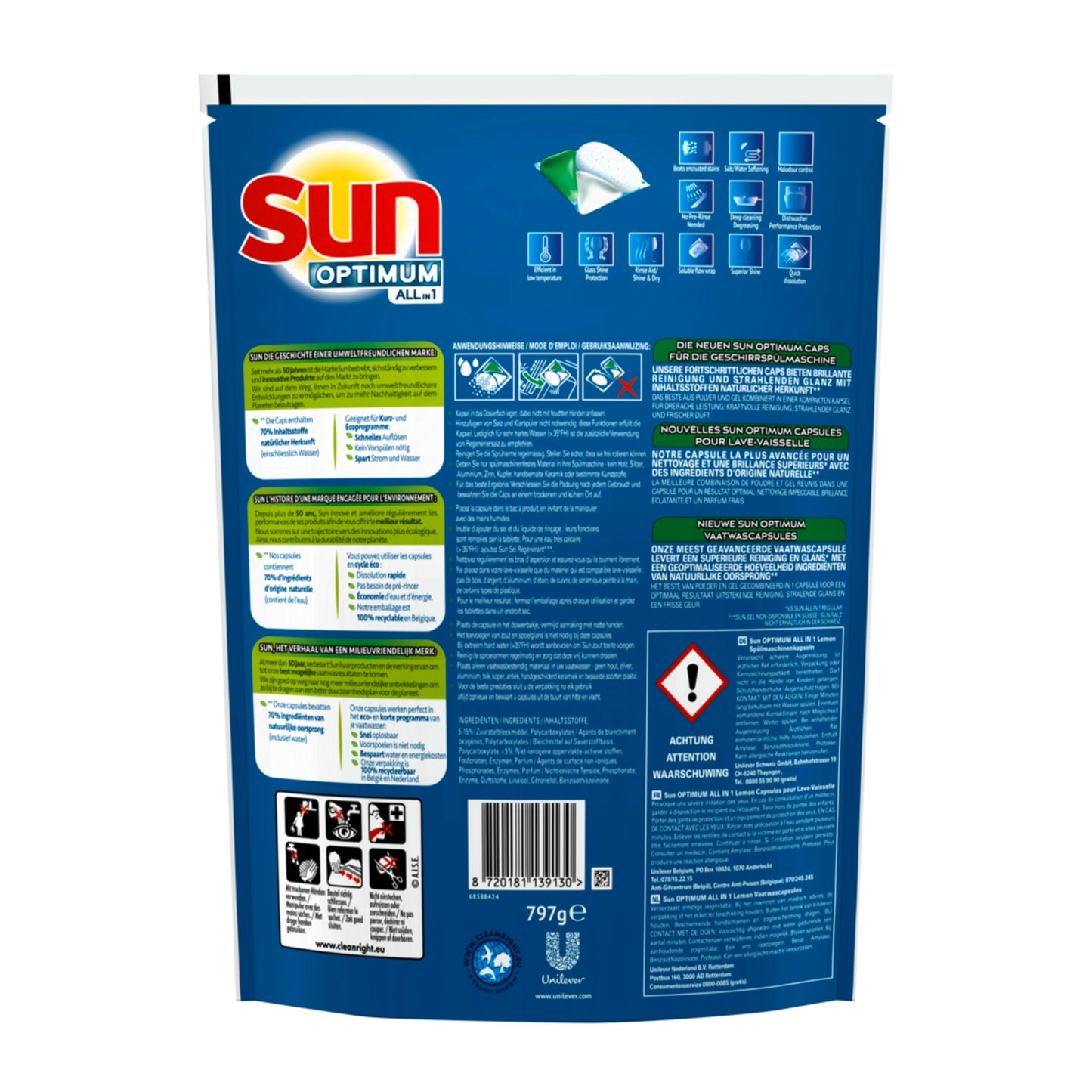 SUN Vaatwastabletten - Optimum Lemon - 220 tabs