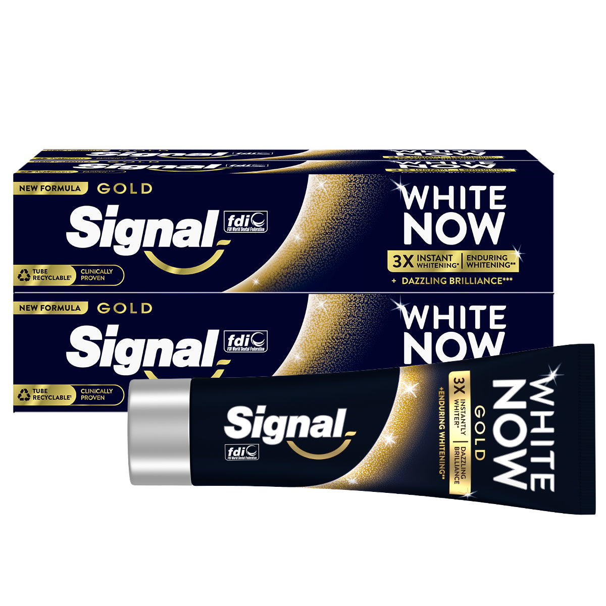 Signal - White Now Gold Tandpasta - New! 3 x sneller wittere tanden - 4 x 75 ml - Voordeelverpakking