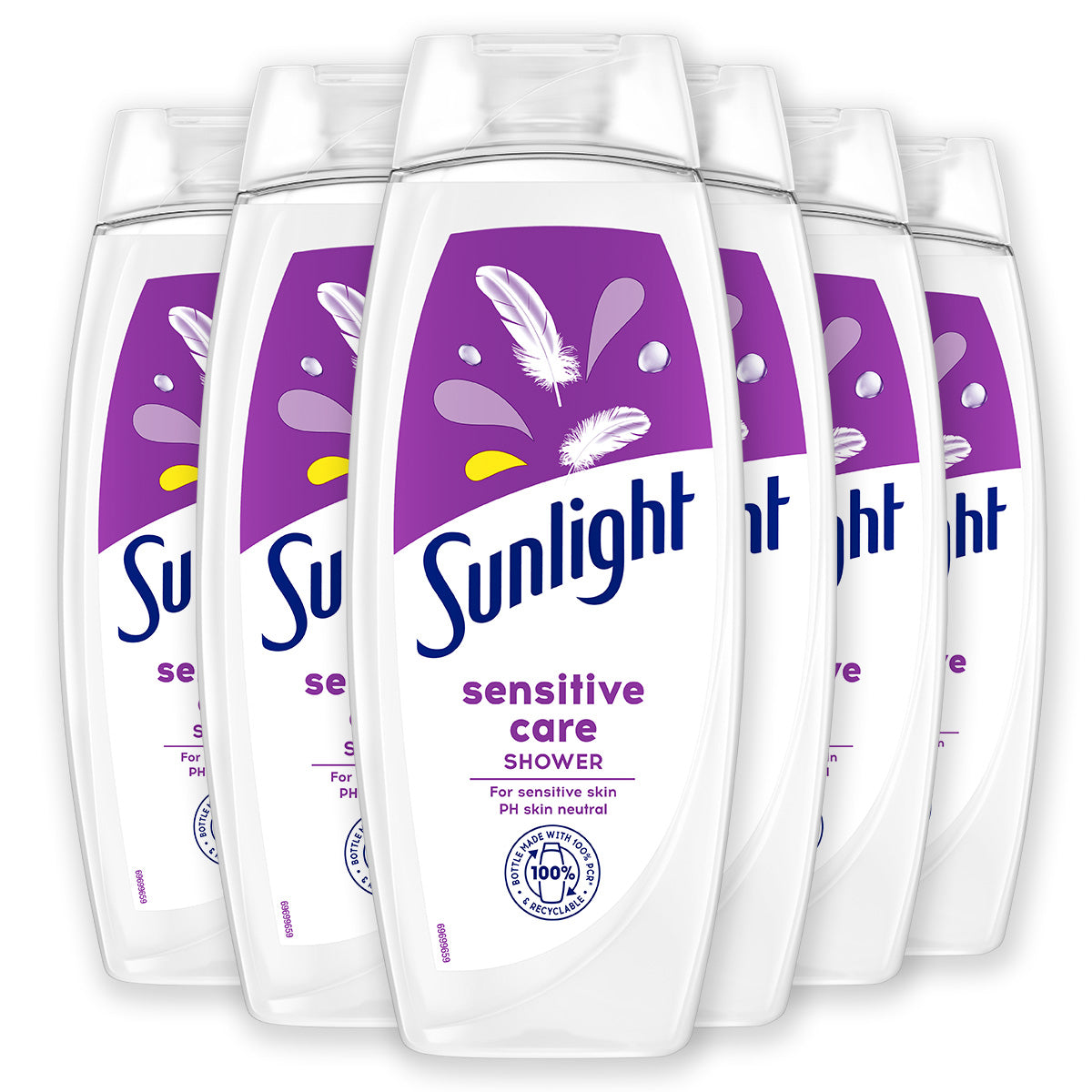 Sunlight - Zeep - Douchegel - Sensitive Care - Gevoelige huid - Hydraterend - 6 x 450 ml - Voordeelverpakking