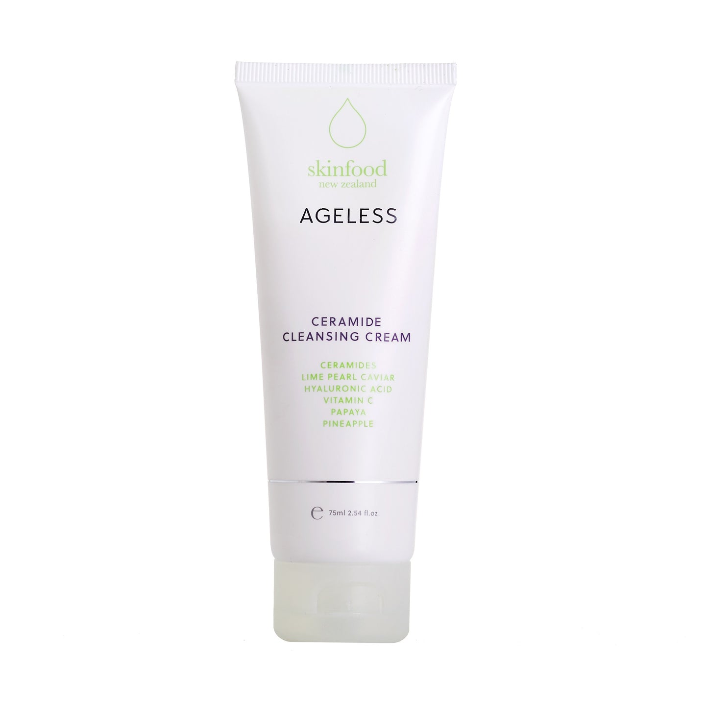 SKINFOOD NZ AGELESS Skincare Ceramid Cleansing Cream - Gezichtsreiniger - Voor Droge & Rijpe Huid - Vegan & Dierproefvrij - 2 x 75ml