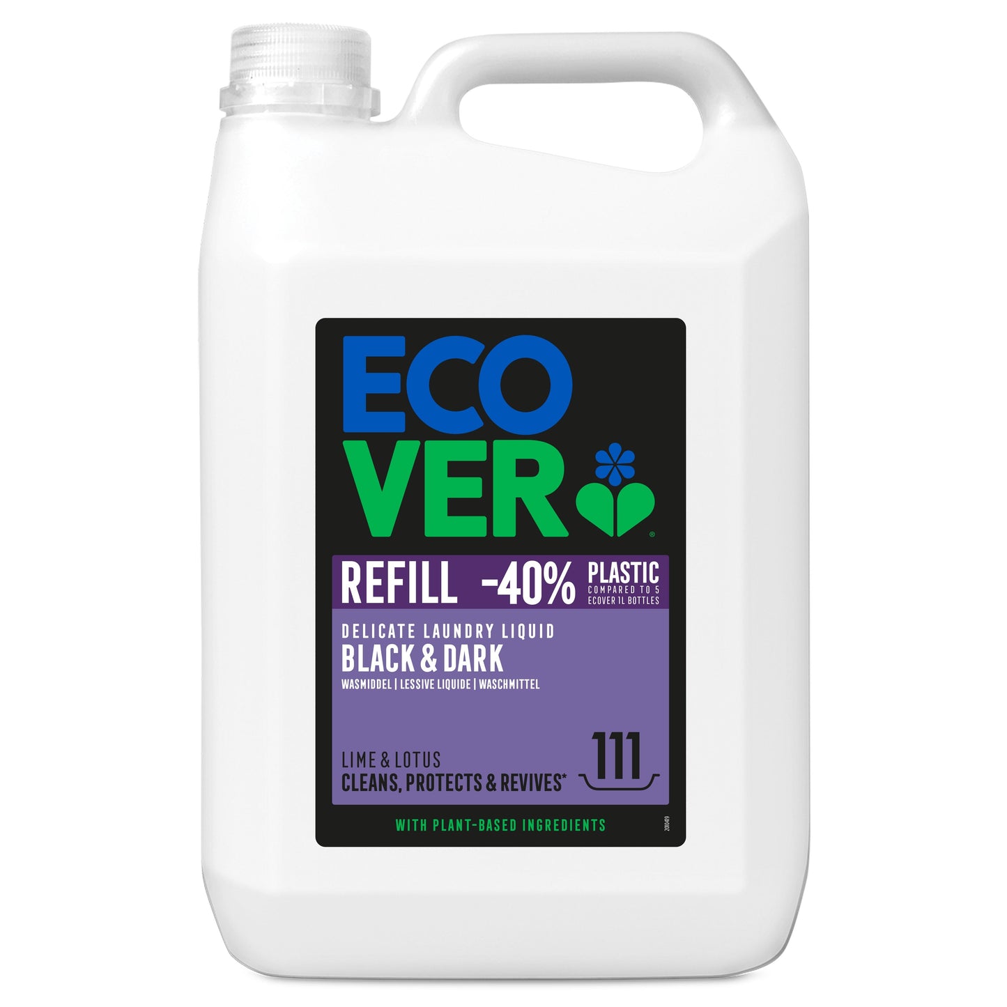 Ecover Wasmiddel Voordeelverpakking Zwart 5L - 111 Wasbeurten | Herstelt Donkere Kleur
