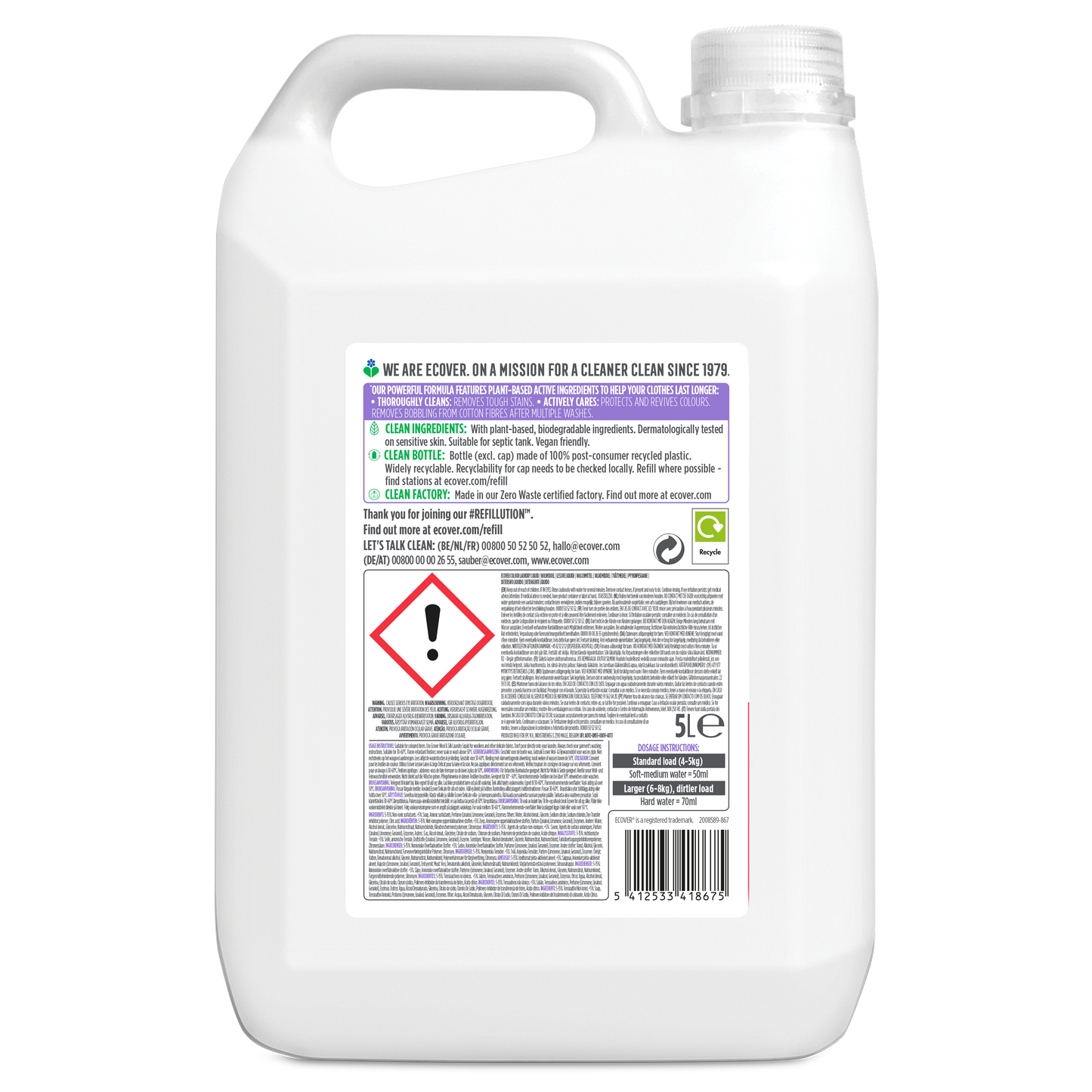 Ecover Vloeibaar Wasmiddel - Color Appelbloesem Freesia - 5L