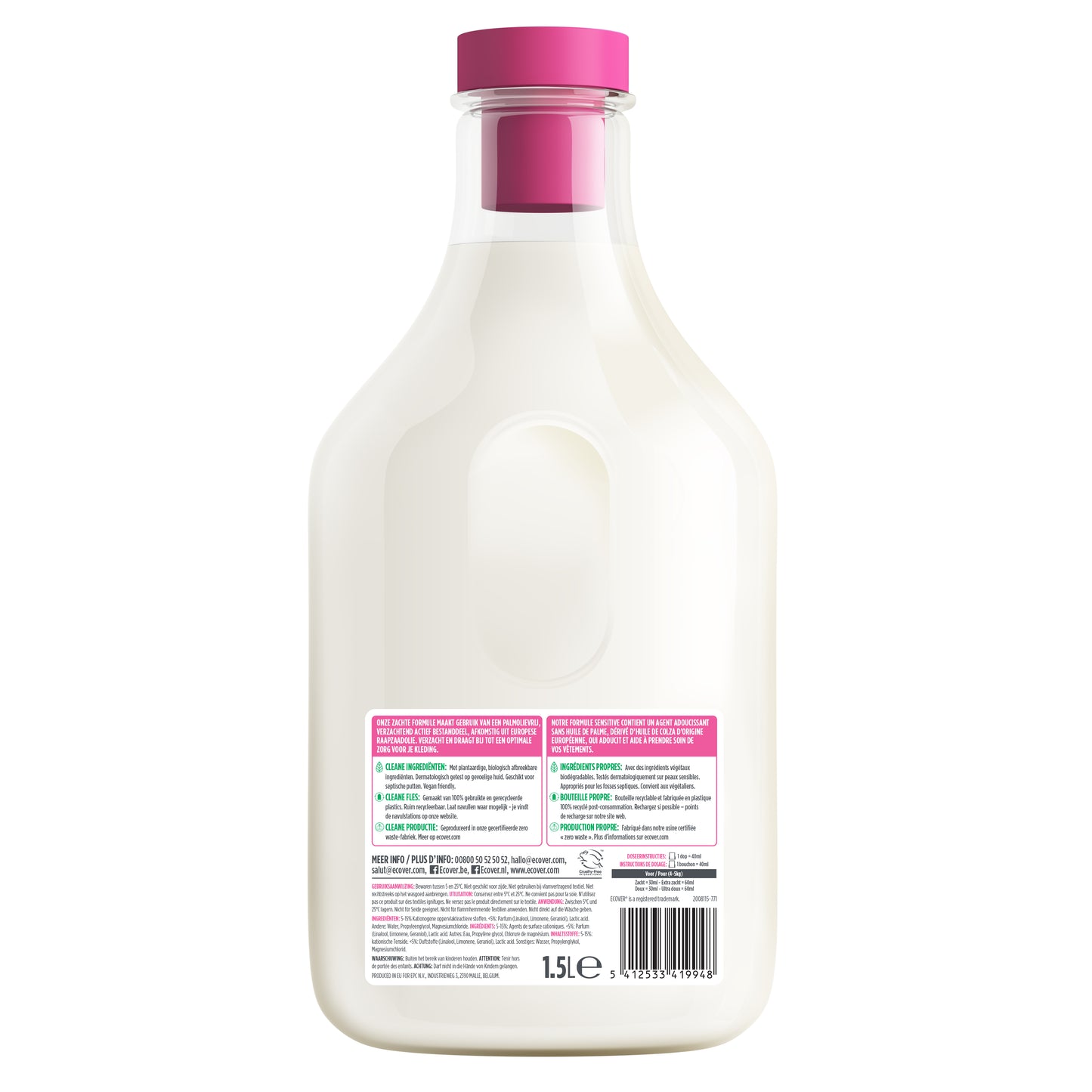 Ecover Wasverzachter Voordeelverpakking 6 x 1,5L - 300 Wasbeurten | Verzacht & Verzorgt