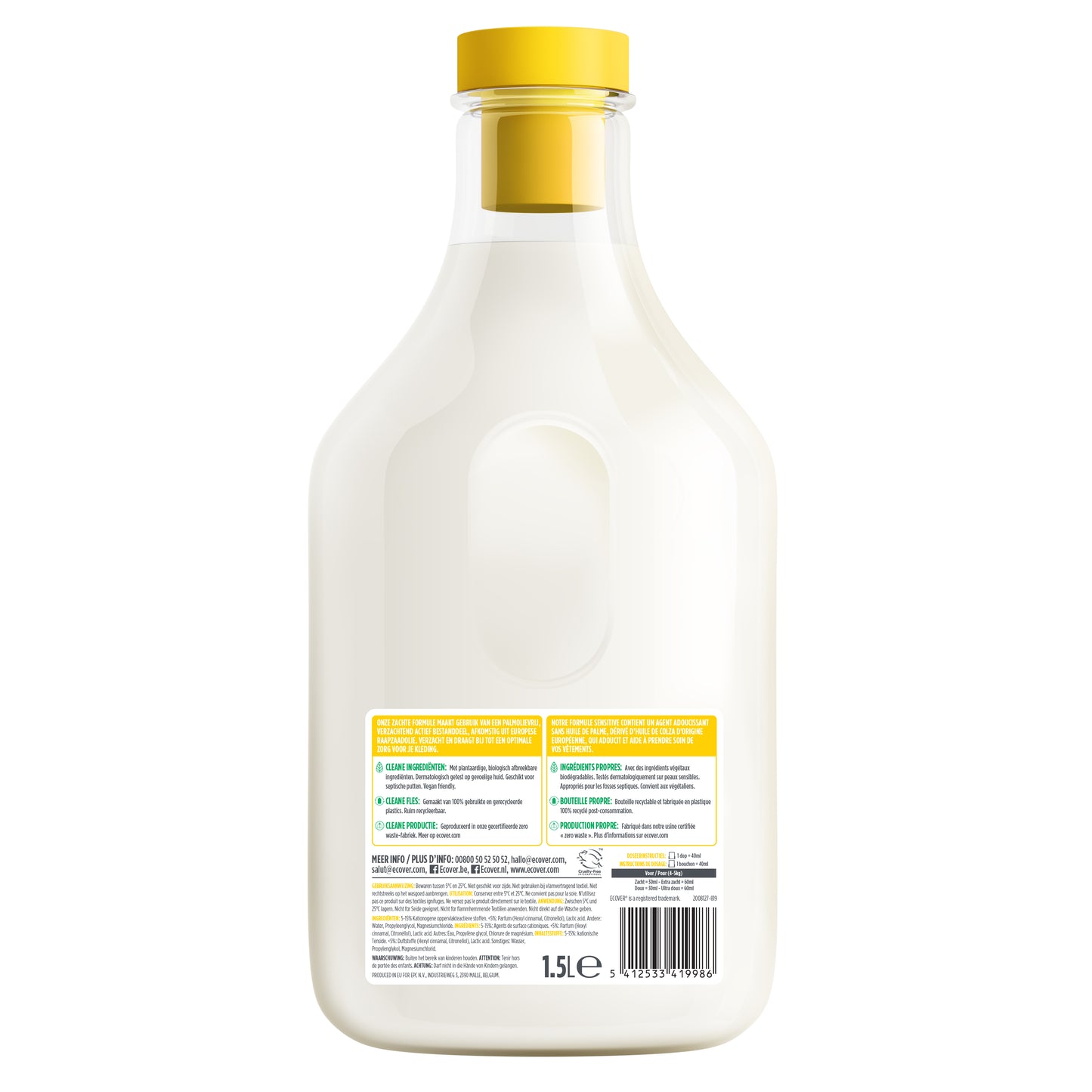 Ecover Wasverzachter Voordeelverpakking 6 x 1,5L - 300 Wasbeurten | Verzacht & Verzorgt