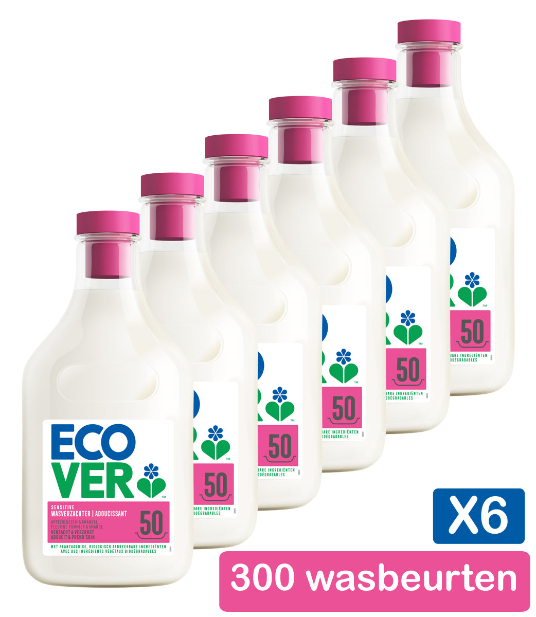Ecover Wasverzachter Voordeelverpakking 6 x 1,5L - 300 Wasbeurten | Verzacht & Verzorgt