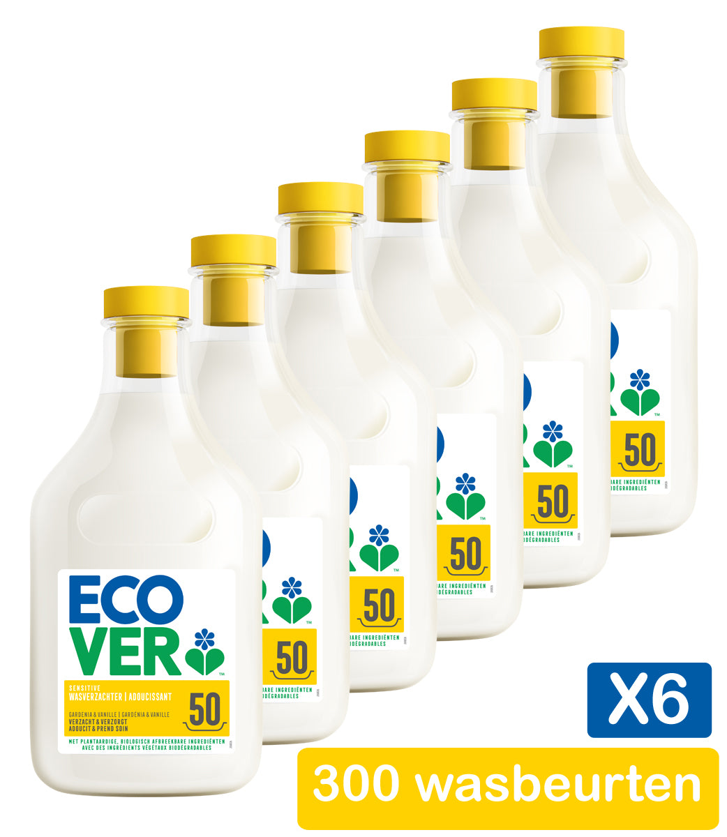 Ecover Wasverzachter Voordeelverpakking 6 x 1,5L - 300 Wasbeurten | Verzacht & Verzorgt
