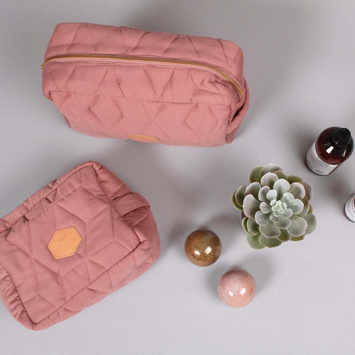 Filibabba - Toilettas Dames en Kind- Soft Quilt - Dark Rose - 20x15 cm