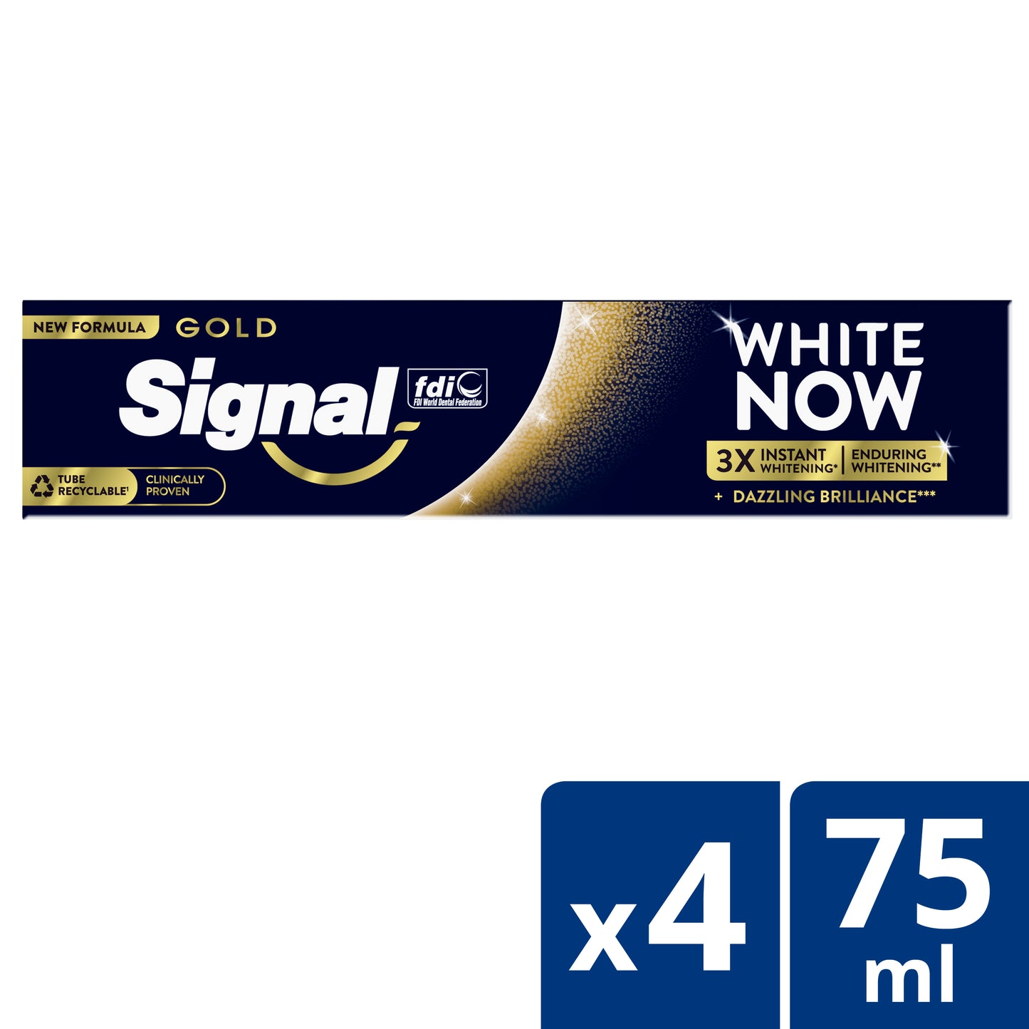 Signal - White Now Gold Tandpasta - New! 3 x sneller wittere tanden - 4 x 75 ml - Voordeelverpakking