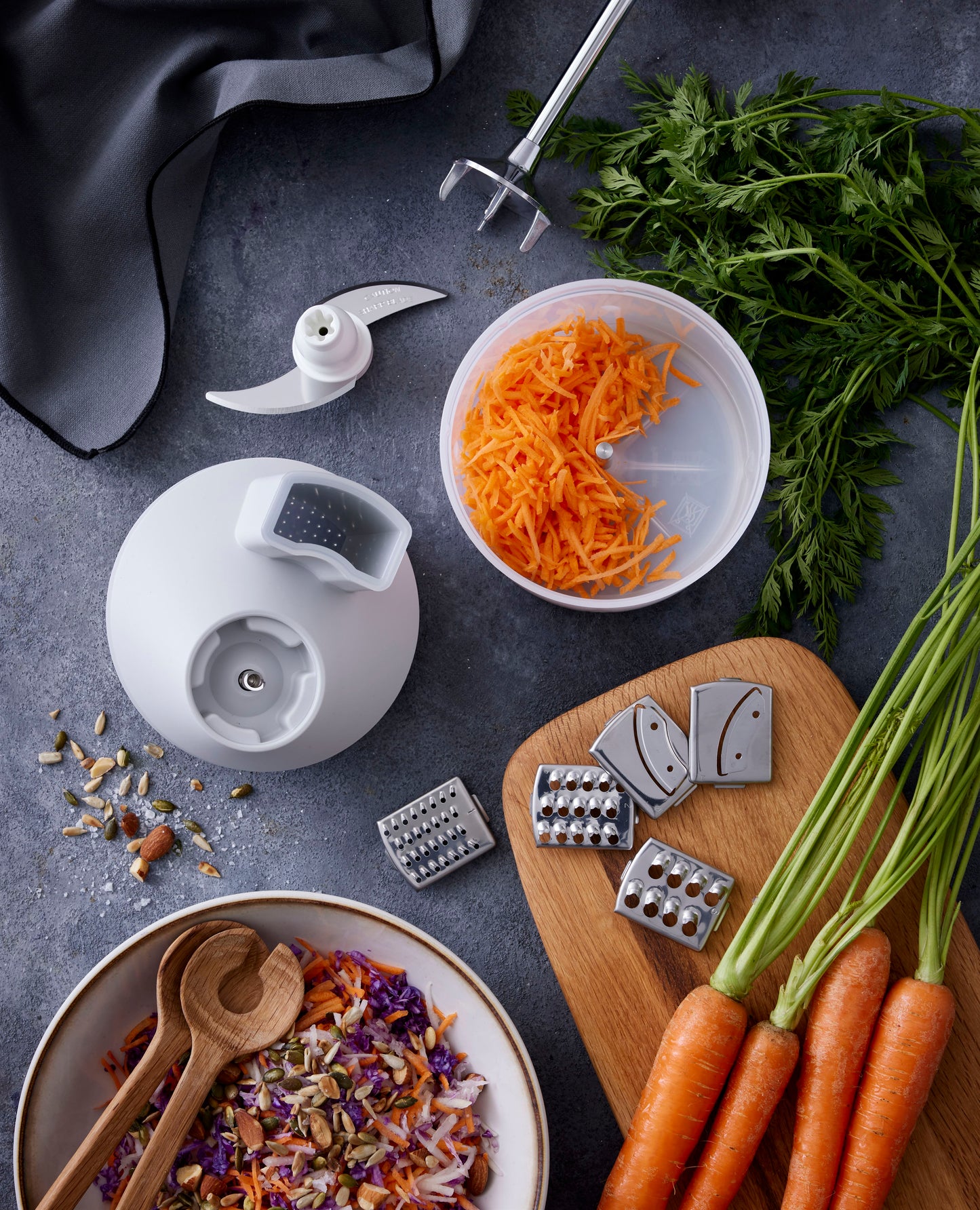 Bamix SliceSy Keukenmachine Voor Staafmixer - Grijs - Met 6 Accessoires
