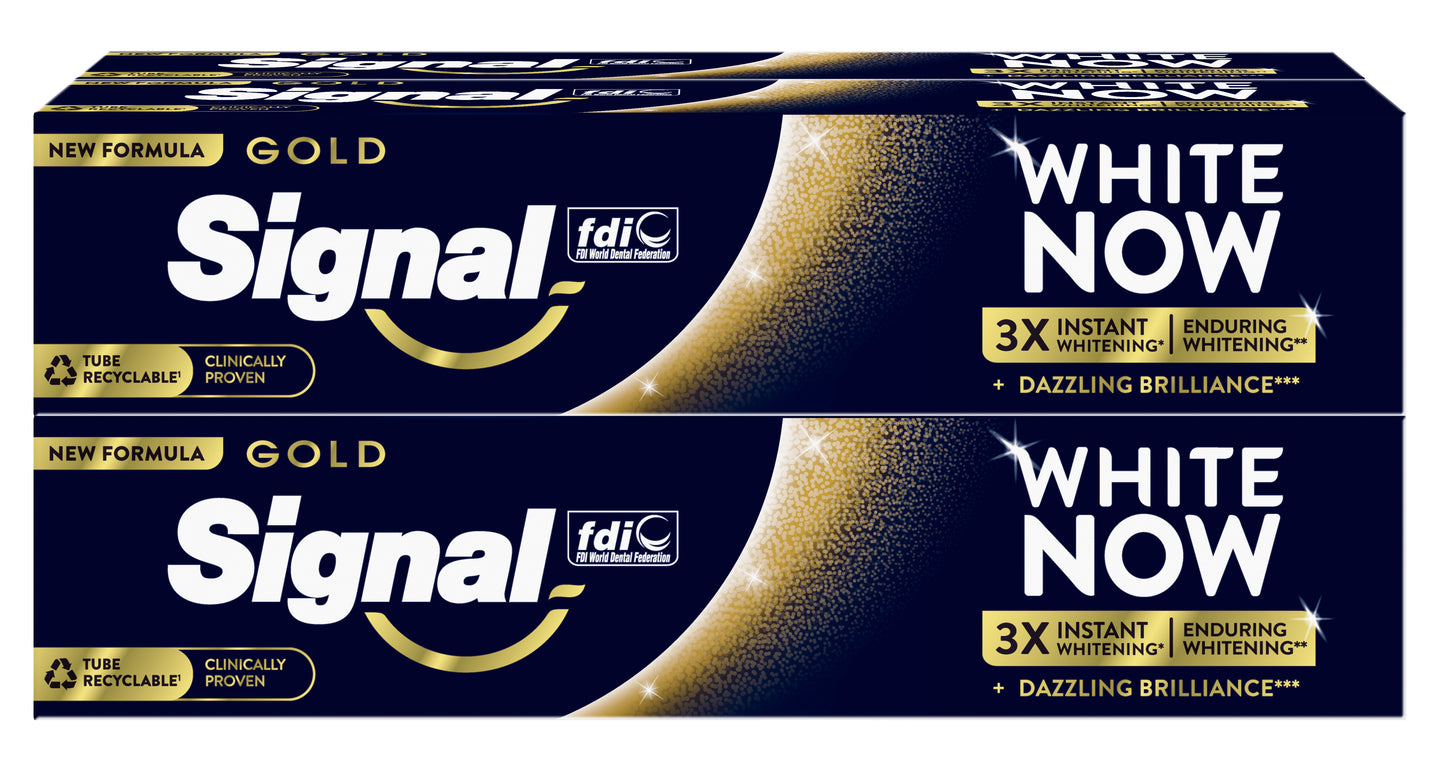 Signal - White Now Gold Tandpasta - New! 3 x sneller wittere tanden - 4 x 75 ml - Voordeelverpakking