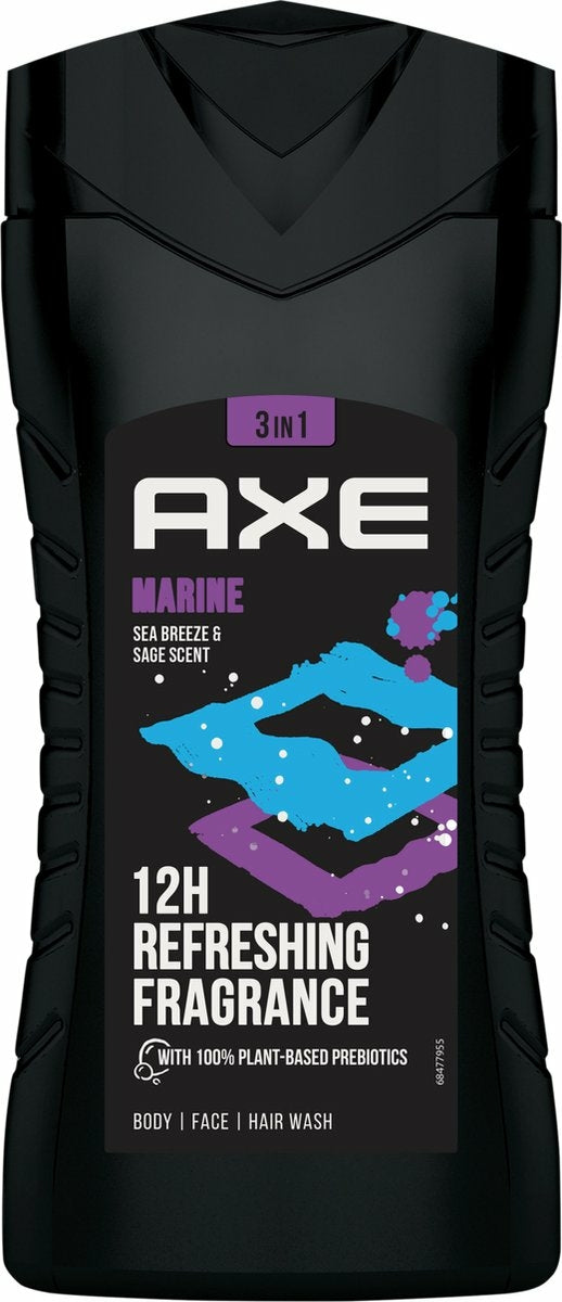 Axe - 3-in-1 Douchegel, Facewash & Shampoo Mannen - Marine - 6 x 250 ml - Voordeelverpakking