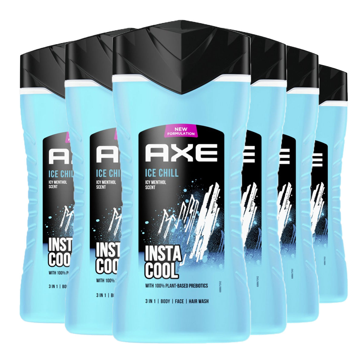 Axe - 3-in-1 - Douchegel, Facewash & Shampoo Mannen - Ice Chill - 6 x 400 ml - XL - Voordeelverpakking