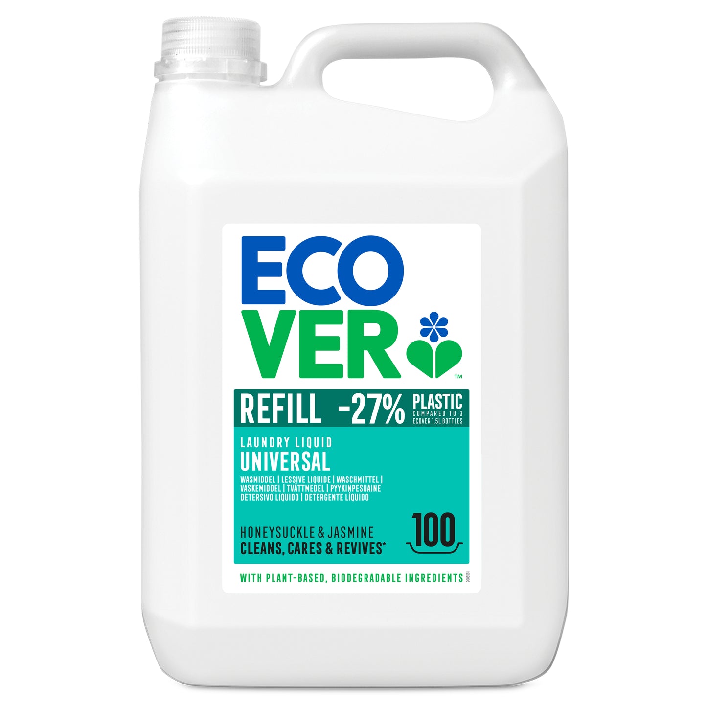 Ecover Wasmiddel Universeel & Wasverzachter Voordeelverpakking 2 x 5L - 100/166 Wasbeurten