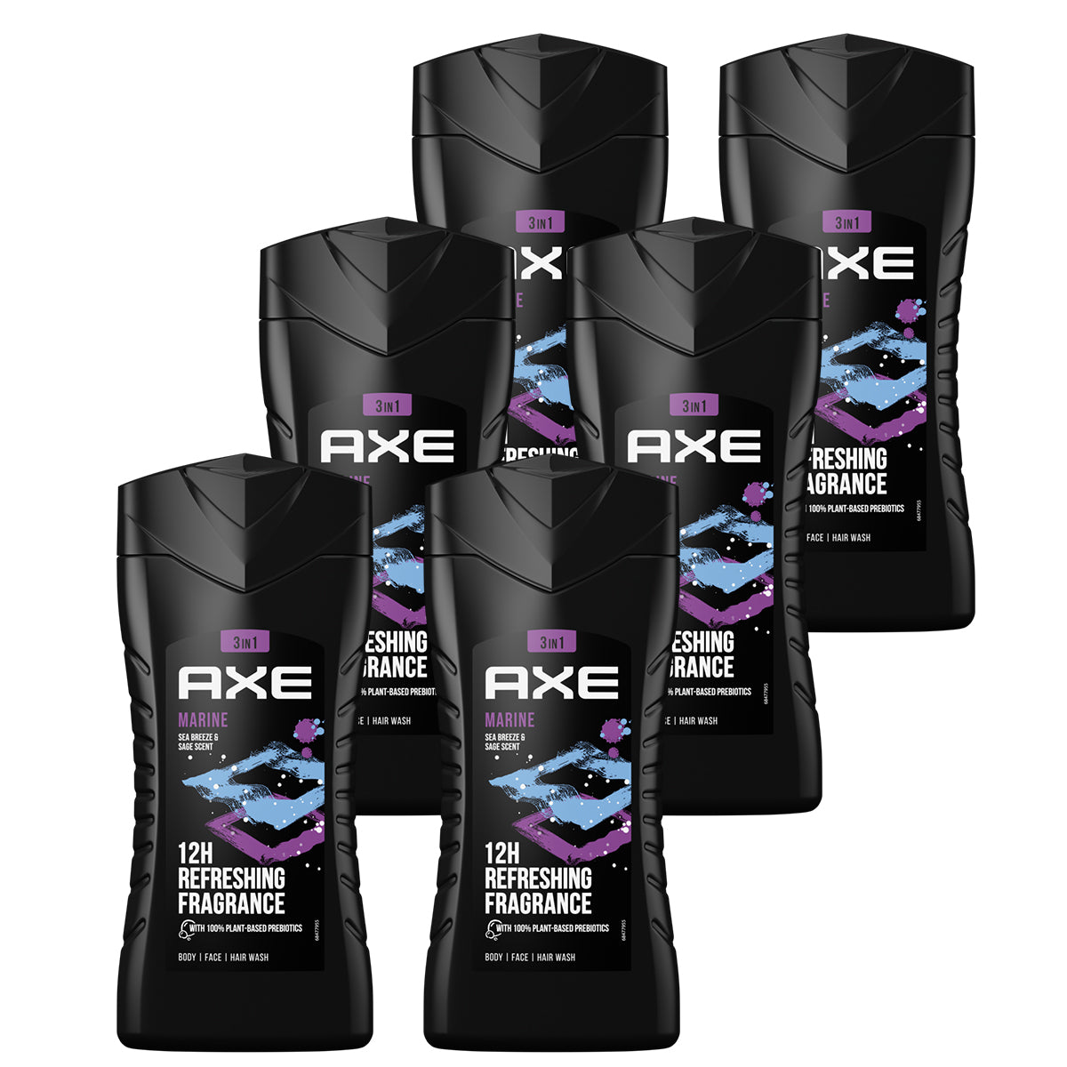 Axe - 3-in-1 Douchegel, Facewash & Shampoo Mannen - Marine - 6 x 250 ml - Voordeelverpakking