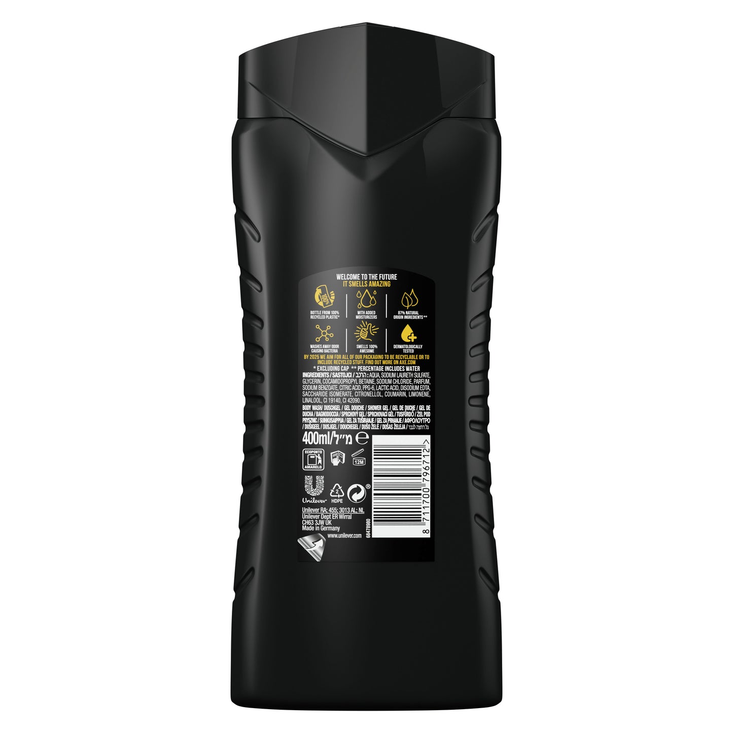AXE – 3-in-1 Douchegel, Facewash & Shampoo Mannen – Apollo- 12uur lang onweerstaanbare geur  –  Revoluntaire Dual-Action Techologie - Voordeelverpakking 6 x 400 ml