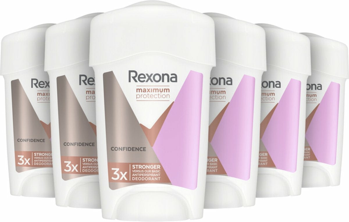 Rexona® - Deodorant Vrouw - Stick  - Women Maximum Protection Confidence Anti-transpirant Cream - 6 x 45ml - Voordeelverpakking