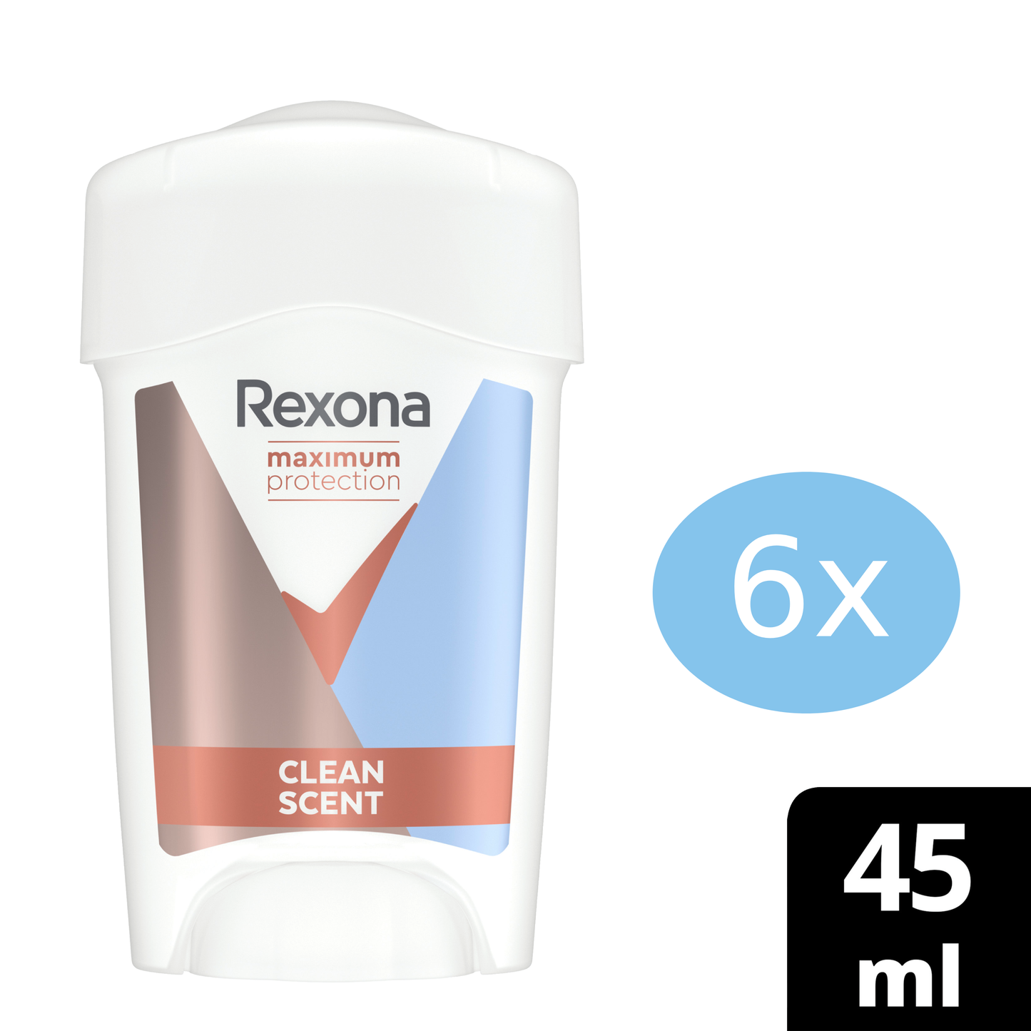 Rexona®- Deodorant Vrouw - Stick - Women Maximum Protection Clean Scent Anti-transpirant Cream - 6 x 45 ML - Voordeelverpakking