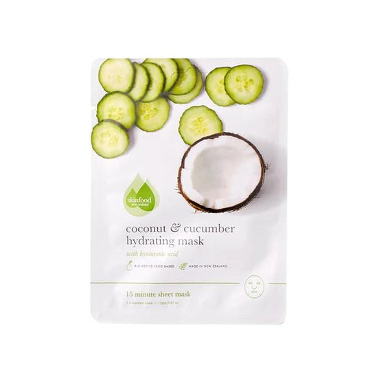 SKINFOOD NZ Skincare Coconut & Cucumber Hydrating Mask - Gezichtsmasker - Voor Alle Huidtypes - 100% Natuurlijk & Dierproefvrij - 8 Stuks