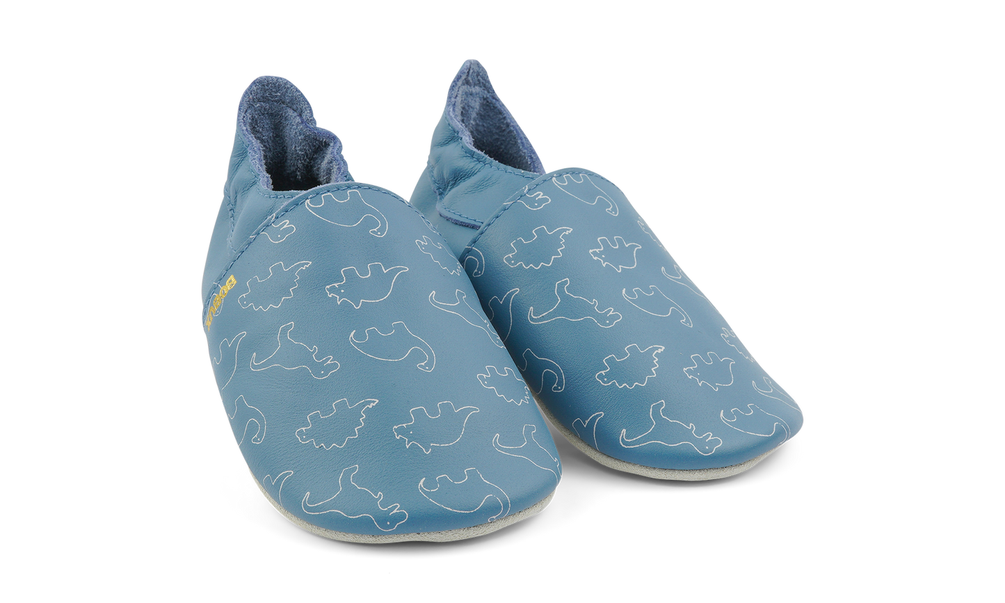 Bobux Soft Soles - Baby Slofjes Leer - Dino Blue - Maat 3