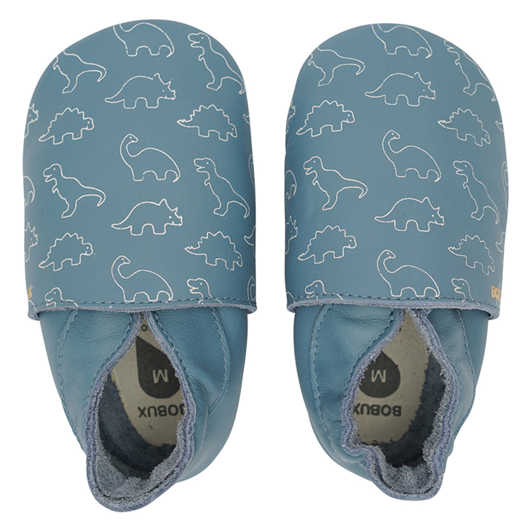 Bobux Soft Soles - Baby Slofjes Leer - Dino Blue - Maat 3