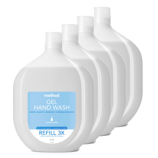 Method - Navulling Handzeep - Sweet Water - Voordeelverpakking  4 x 1L