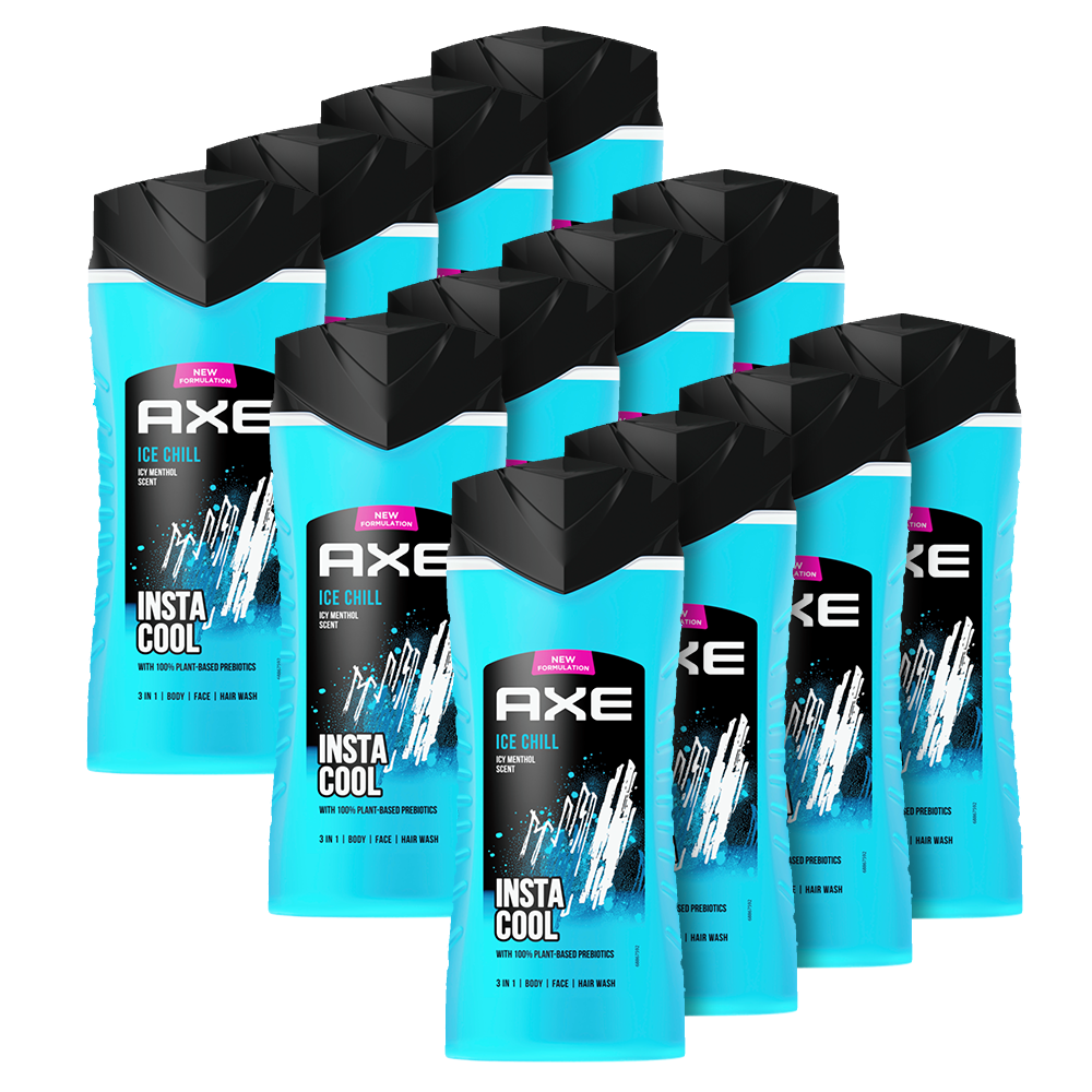 Axe - 3-in-1 - Douchegel, Facewash & Shampoo Mannen - Ice Chill - 6 x 400 ml - XL - Voordeelverpakking