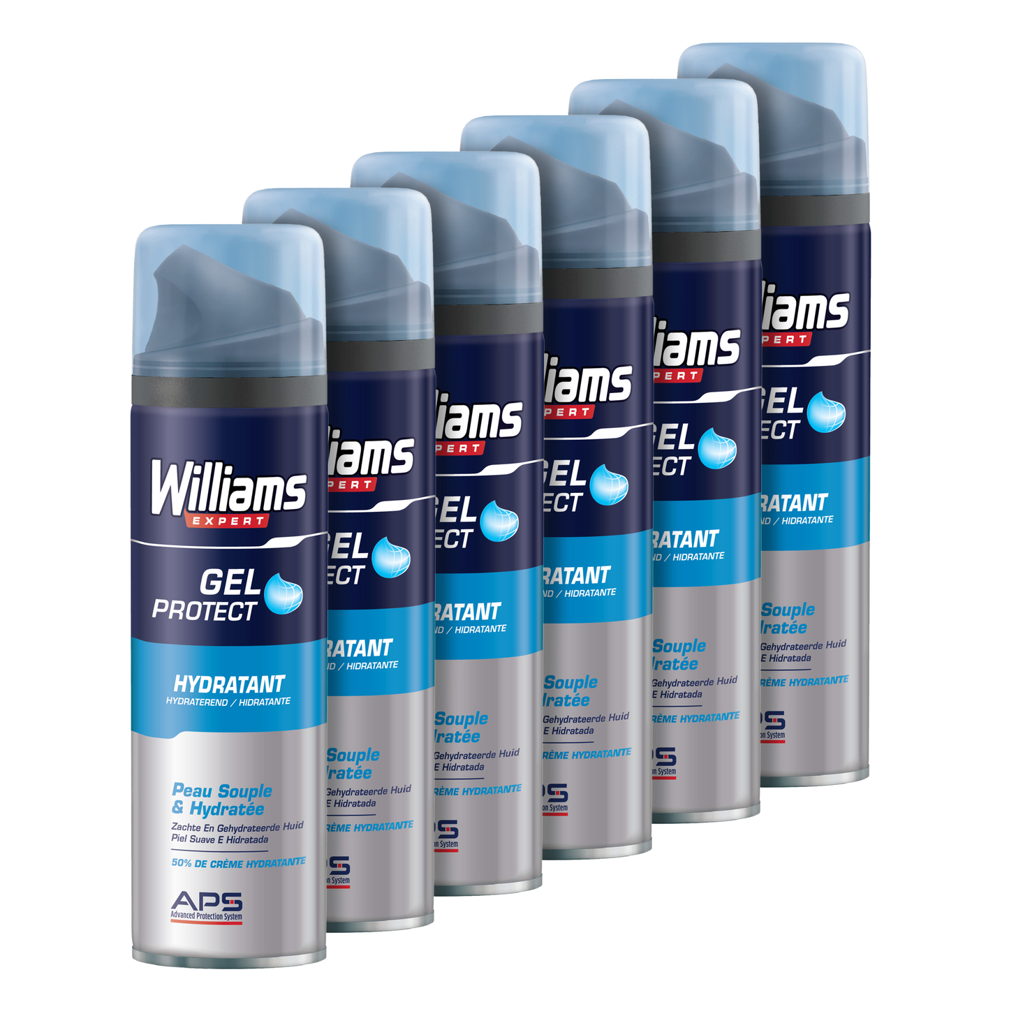 Williams - Scheergel  Mannen - Zachte en Gehydrateerde huid - 6 x 200ml - Voordeelverpakking
