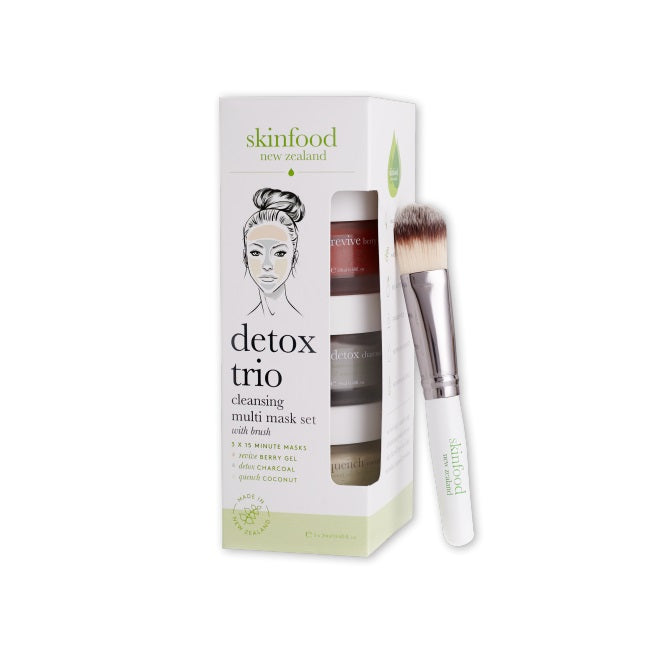 SKINFOOD NZ Skincare Detox Trio Multi Mask Set - Gezichtsmasker Set - Voor Alle Huidtypes - Inclusief Kwast